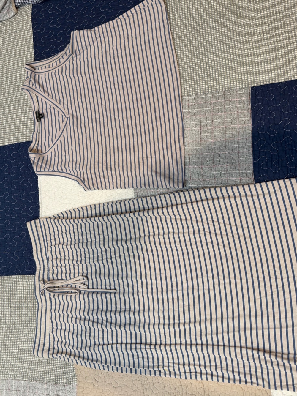 Striped Maxi Skirt in Light Pink and Blue